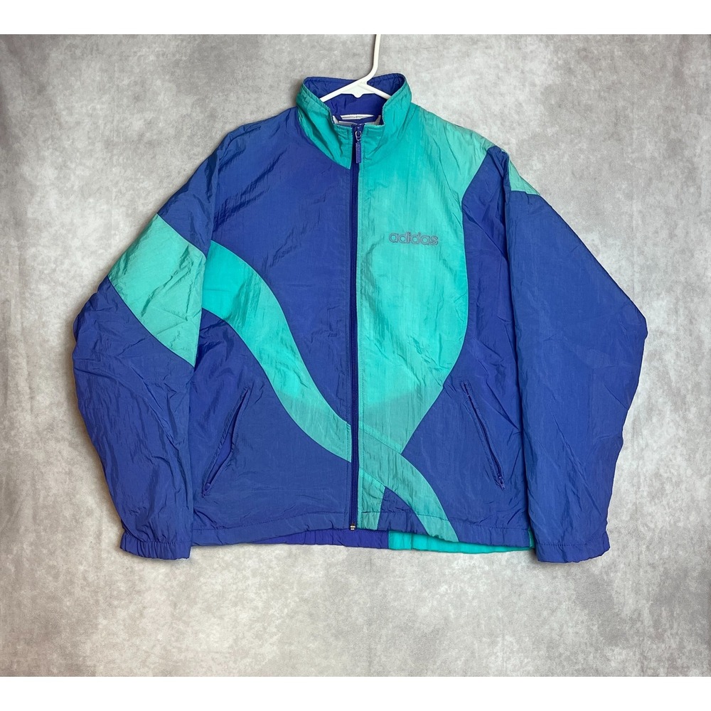 VINTAGE Adidas Jacket Mens Small Blue Full Zip Up Track Active Retro Streetwear